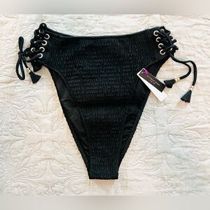 Victoria's Secret Black Textured Bikini with Adjustable Side Ties